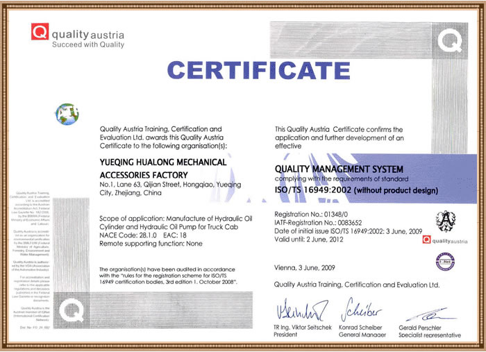 hwalung ISO16949 certificate